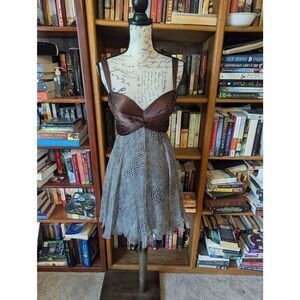 Vintage Brand New Dina Bar-El Women’s Size 4 Snakeskin Brown Babydoll Dress